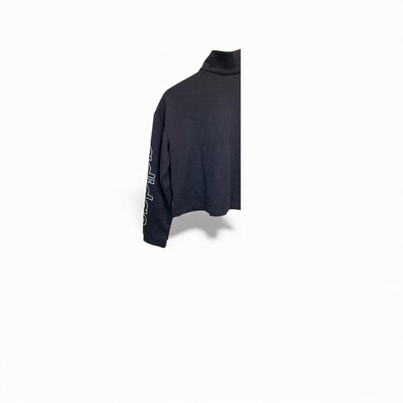 Adidas Cropped Quarter Zip Pullover Women’s M Black Long Sleeve- RUNS SMALL - Picture 5 of 8